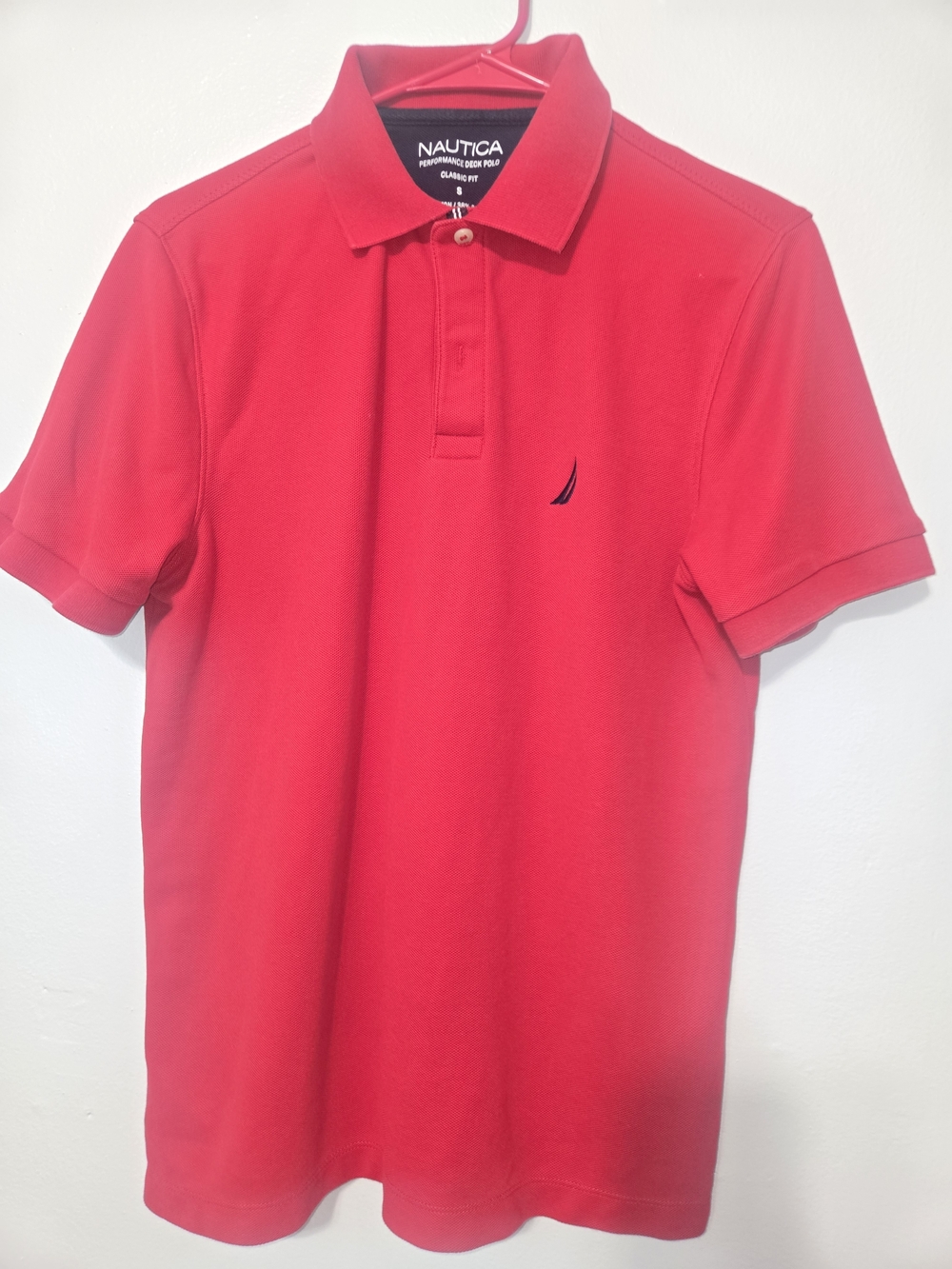 Nautica Red Short-Sleeve Polo with Navy Logo